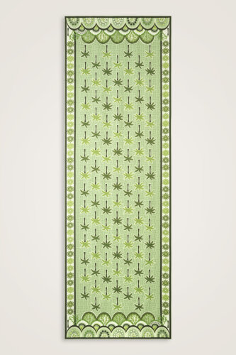 Palmiye Adası Yeşil Pamuk İpek Şal 70x210 - 2