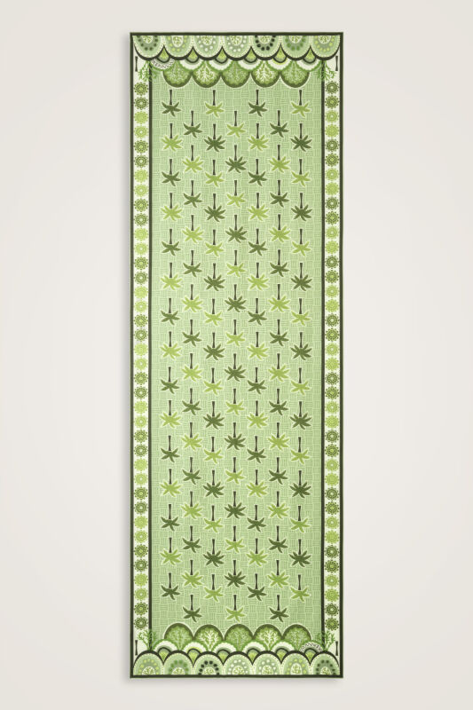 Palmiye Adası Yeşil Pamuk İpek Şal 70x210 - 2