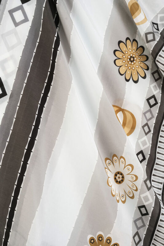 Papatya Noor Gri Pamuk Floş Şal 70x210 - 4