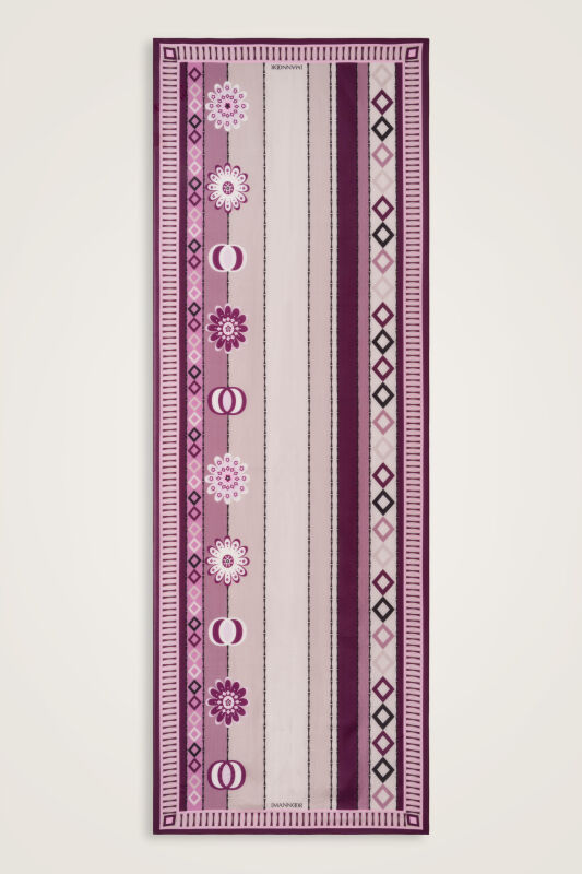 Papatya Noor Mürdüm Pamuk Floş Şal 70x210 - 2