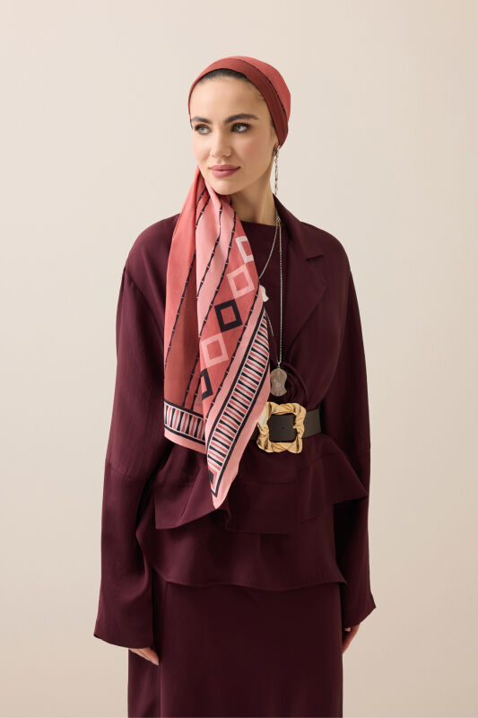 Papatya Noor Şeftali Pamuk Floş Şal 70x210 - 3