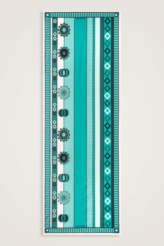 Papatya Noor Yeşil Pamuk Floş Şal 70x210 - 2