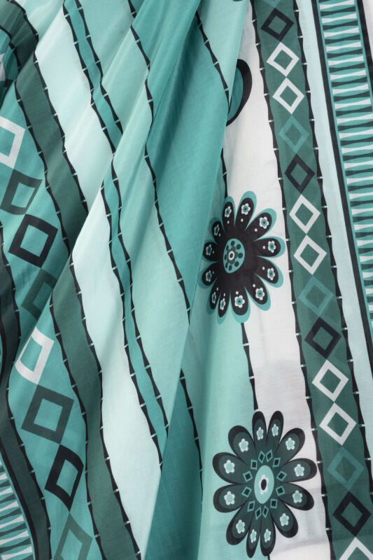 Papatya Noor Yeşil Pamuk Floş Şal 70x210 - 4