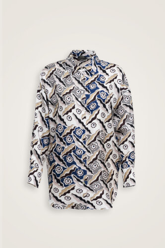 Pelenk Gri Tivil İpek Pijama Gömlek - Imannoor (1)