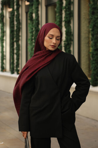 Pencere Kafes Bordo Ramy Jakar Şal 70x210 