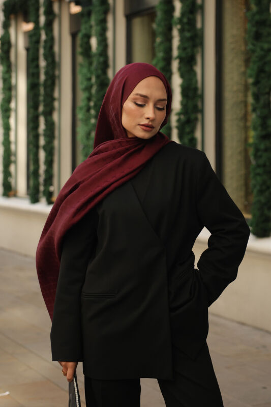 Pencere Kafes Bordo Ramy Jakar Şal 70x210 - 1