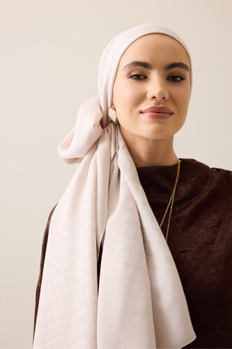 Pencere Kafes Pudra Ramy Jakar Şal 70x210 - 5