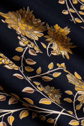 Peony Black-Gold Silk Twill Scarf - 4
