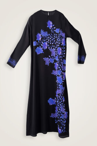 Peony Black-Sax Crepe Silk Dress - Imannoor (4)