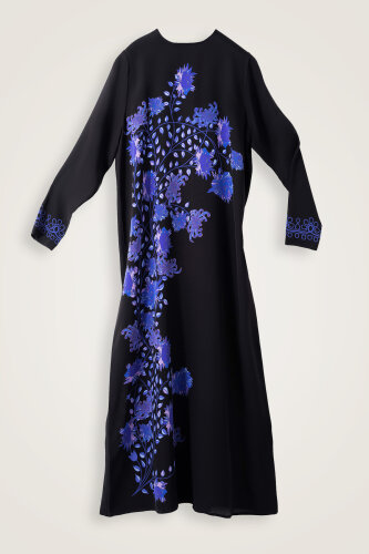Peony Black-Sax Crepe Silk Dress - Imannoor (2)