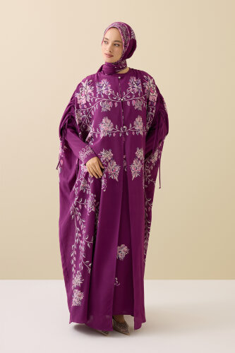 Peony Plum Silk Abaya - Imannoor (1)