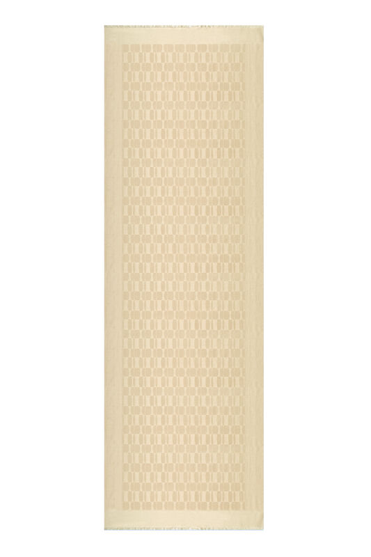 Petek Monogram Taş Rengi Kaşmir İpek Şal - 1