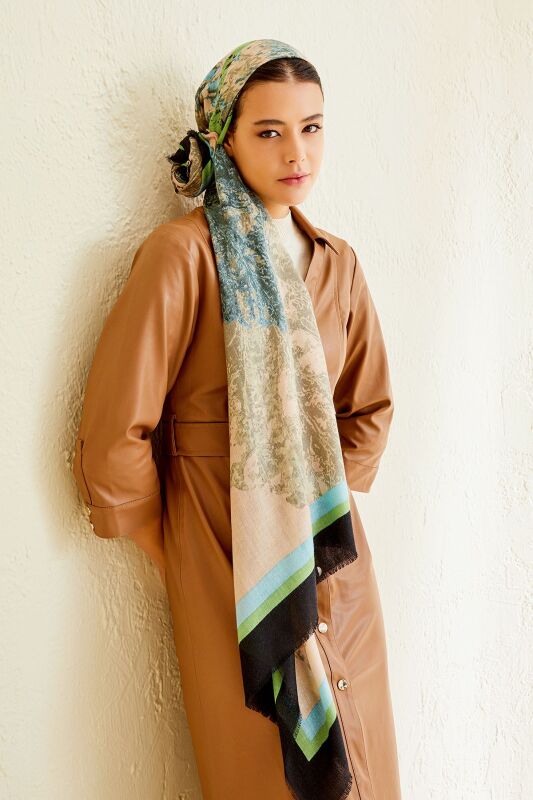 Plane Tree Cashmere Silk Shawl Beige - 2