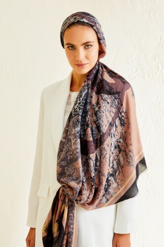 Plane Tree Cashmere Silk Shawl Mink - 2