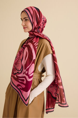 Poppy Burgundy Cotton Floss Shawl - 3