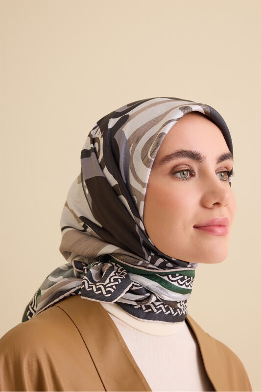 Poppy Smoke-Naphtha Double-Sided Twill Silk Scarf - 3