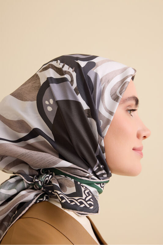 Poppy Smoke-Naphtha Double-Sided Twill Silk Scarf - 5