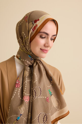 Püskül Noor Bej Floş Pamuk Şal 70x210 - Imannoor (3)