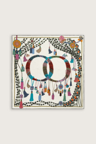 Püskül Noor Beyaz Tivil İpek Eşarp 90x90 - Imannoor (2)