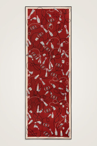 Püskül Noor Bordo Floş Pamuk Şal 70x210 - Imannoor (2)