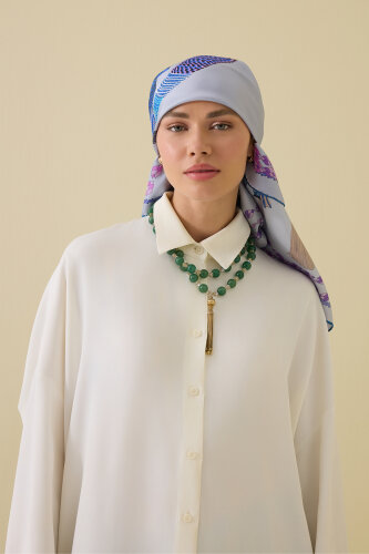 Püskül Noor Gri Tivil İpek Eşarp 90x90 - Imannoor (3)