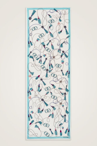 Püskül Noor Mavi Floş Pamuk Şal 70x210 - Imannoor (2)