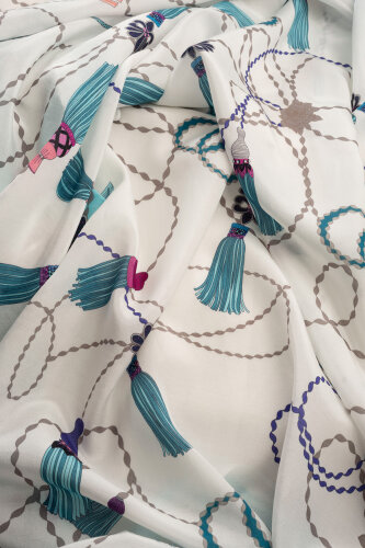 Püskül Noor Mavi Floş Pamuk Şal 70x210 - Imannoor (3)