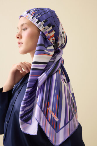 Rainy Noor Purple Silk Scarf 