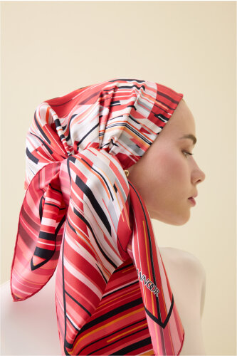 Rainy Noor Red Silk Scarf 