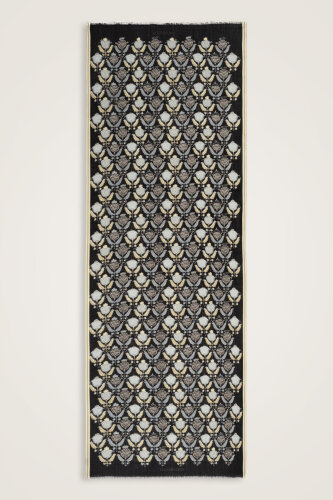 Reverse Tulip Black Wool Shawl - 1