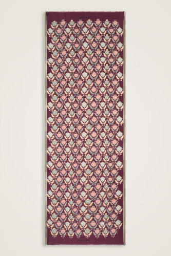 Reverse Tulip Burgundy-Gray Wool Shawl - 2