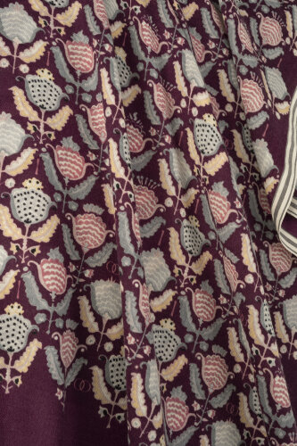 Reverse Tulip Burgundy-Gray Wool Shawl - 4