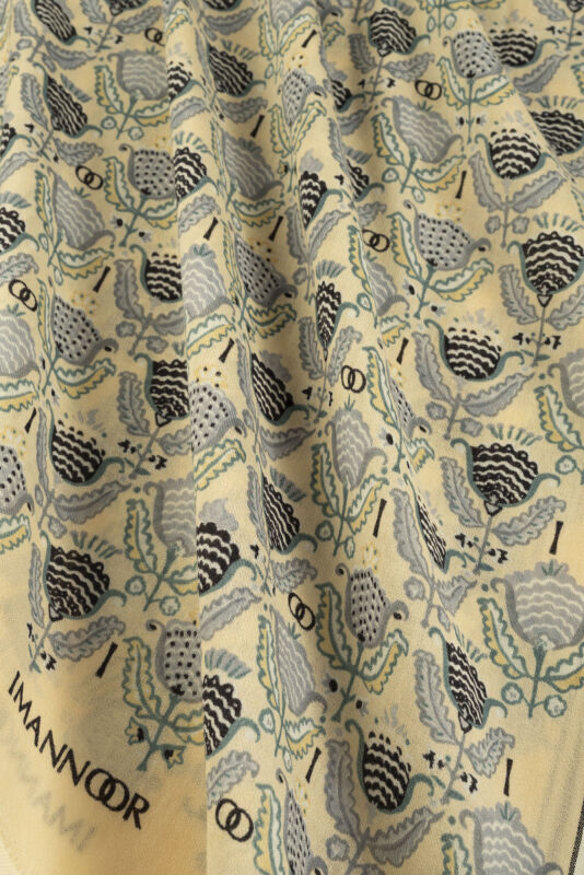 Reverse Tulip Cream-Grey Wool Shawl - 4