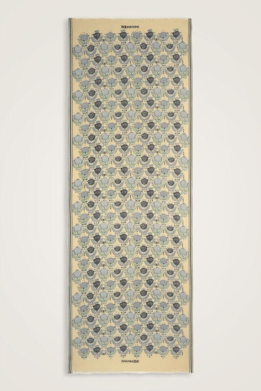 Reverse Tulip Cream-Grey Wool Shawl - 2