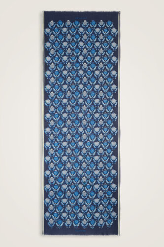 Reverse Tulip Navy Blue Wool Shawl - 2