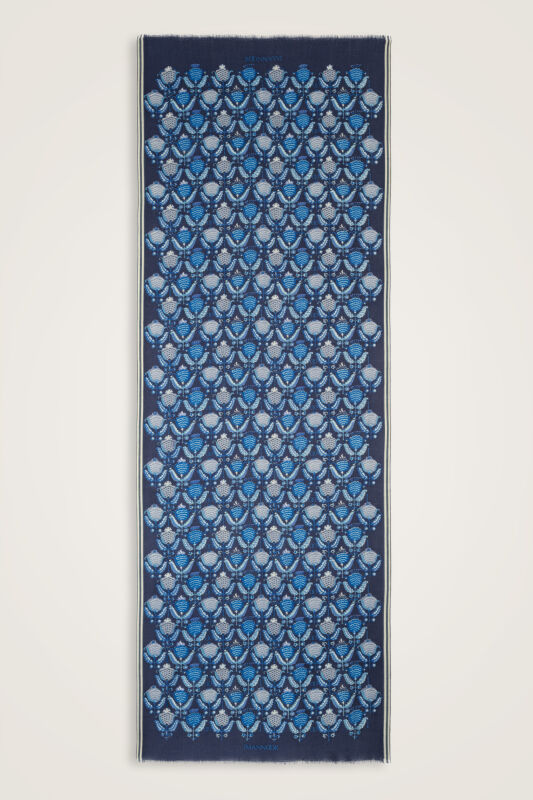 Reverse Tulip Navy Blue Wool Shawl - 2