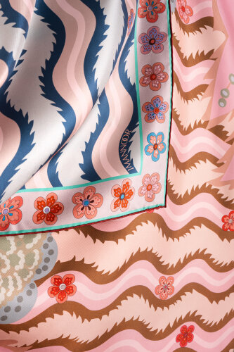 Rose Coral-Mint Double-Sided Twill Silk Scarf - 6