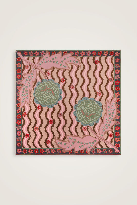 Rose Coral-Mint Double-Sided Twill Silk Scarf - 4