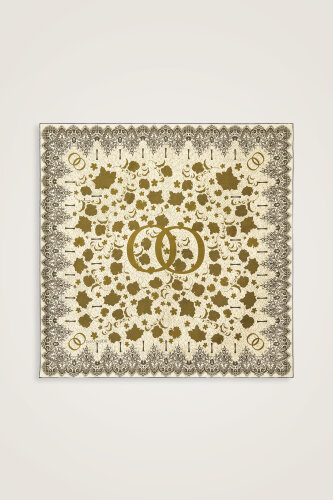 Rose Lace Cream-Yellow Double-Sided Twill Silk Scarf - Imannoor (1)