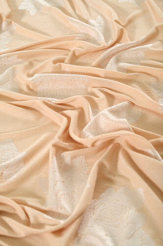 Rose Viscose Jacquard Shawl Tan - 2