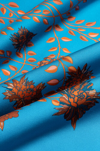 Şakayık Turkuaz Tivil İpek Eşarp 90x90 - Imannoor (4)