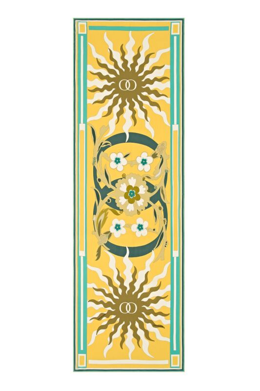 Şalimar Sarı Krep İpek Şal - 1