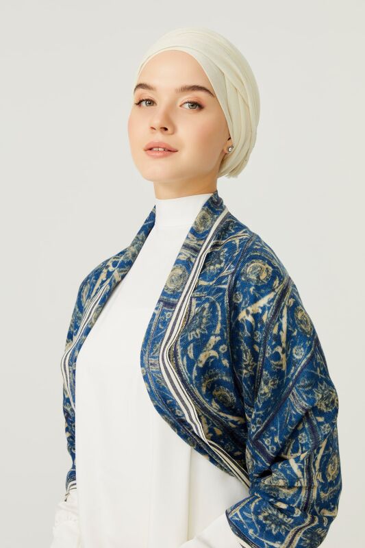 Samyeli Krem Yün İpek Şal - 2