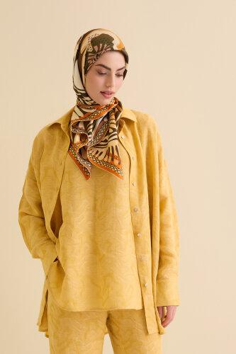 Sarı Keten Jakar Atlet - Imannoor