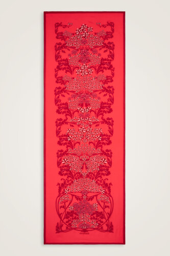 Şark Çiçeği Fuşya Floş Pamuk Şal 70x210 - Imannoor (2)