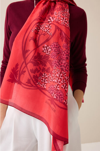 Şark Çiçeği Fuşya Floş Pamuk Şal 70x210 - Imannoor (3)