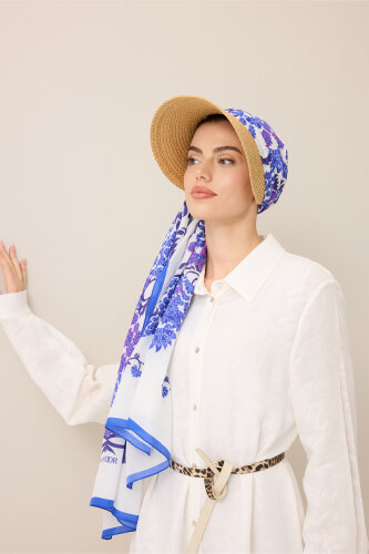 Şark Çiçeği Mor Floş Pamuk Şal 70x210 - Imannoor (3)