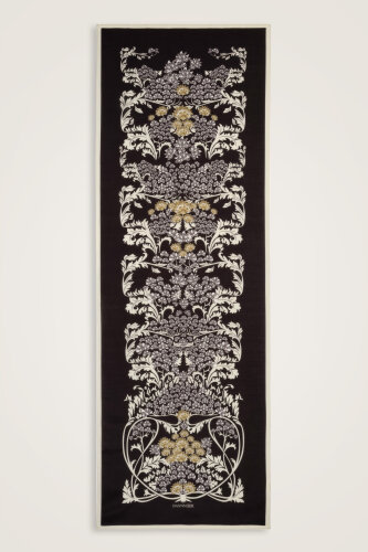 Şark Çiçeği Siyah Floş Pamuk Şal 70x210 - Imannoor (2)