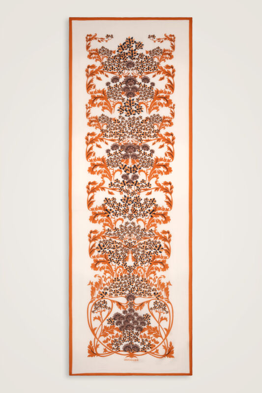 Şark Çiçeği Toprak Floş Pamuk Şal 70x210 - 2