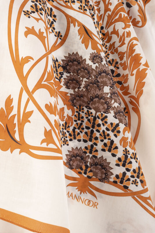 Şark Çiçeği Toprak Floş Pamuk Şal 70x210 - 5